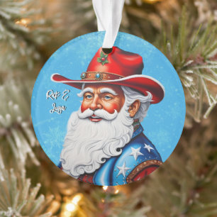 Heiße den Weihnachtsmann in einem Western Weihnach Ornament