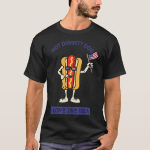 Heiße Diggity Dog Juli 4. patriotischer BBQ-Pickni T-Shirt