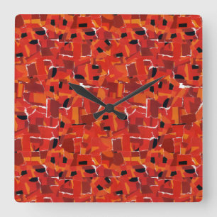 Heiße Faux-Mosaik-Collage Quadratische Wanduhr
