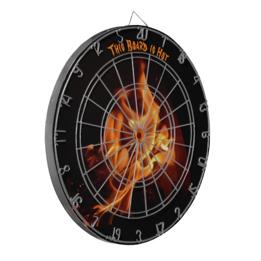 Heiße Flammen auf schwarz Dartscheibe (Vorderseite Links)