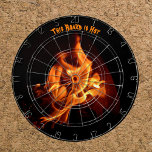 Heiße Flammen auf schwarz Dartscheibe<br><div class="desc">Es ist ein hitziger Wettbewerb und der Dartboard strahlt heiß mit lebhaften Flammen, die orange vor schwarzem Hintergrund brennen. Nicht Ihr typisches Board, es ist wirklich einzigartig wie Sie. Das fotografische Bild eines Feuers, das das Dartbrett verbrannt, ist sehr realistisch. Viel Spaß und Personalisieren Sie mit einem Namen oder Ihrem...</div>