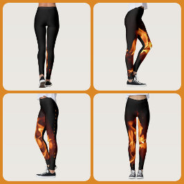 Heiße Flammen auf schwarz Leggings