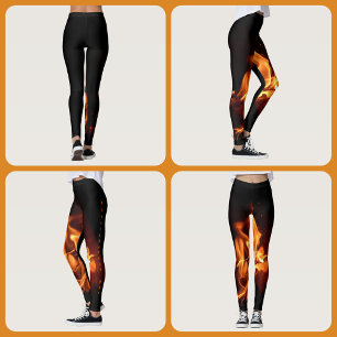 Heiße Flammen auf schwarz Leggings