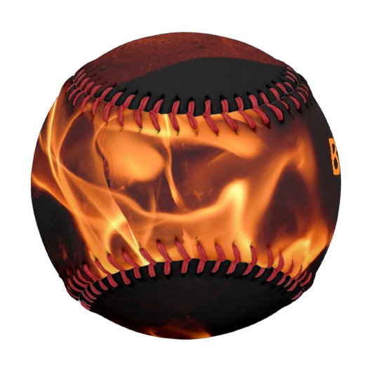 Heiße Flammen mit Initialen Baseball (Vorderseite)