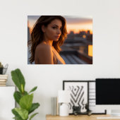 Heiße Frau auf dem Dach Poster (Heimbüro)