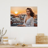 Heiße Frau auf dem Dach Poster (Küche)