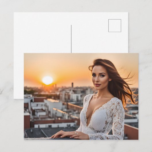 Heiße Frau auf dem Dach Postkarte (Vorne/Hinten)