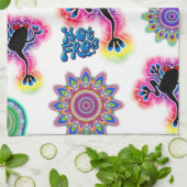 Heiße Frosch-Brandung psychedelisches BoHo Geschirrtuch (Gefaltet)