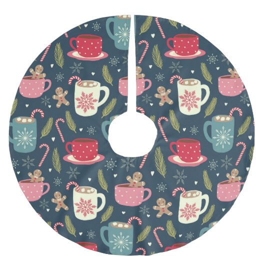 Heiße Getränke Weihnachten Weihnachten Lebkuchen Polyester Weihnachtsbaumdecke (Vorderseite)