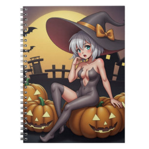 Heiße Hexe im Halloween-Kürbisbeet Notizblock