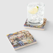 Heiße Hündin, New York Steinuntersetzer (Seitenansicht)