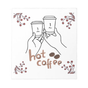 Heiße Kaffee Cozy Handgezeichnete Kaffeeliebhaber Notizblock