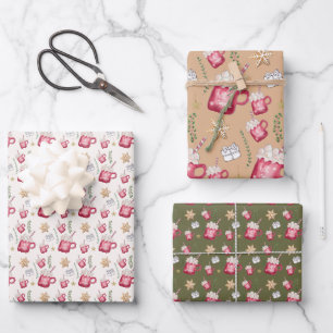 Heiße Kakao-Feiertags-Party-Wasserfarbenkunst Geschenkpapier Set