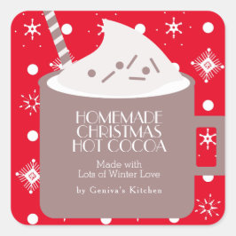 Heiße Kakao hausgemachte Rezept Geschenk Gefallen Quadratischer Aufkleber
