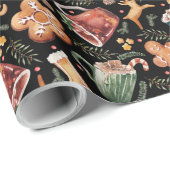 Heiße Kakao Lebkuchen Kekse Rustikale Weihnachten Geschenkpapier (Rolleneckpunkt)