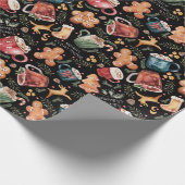 Heiße Kakao Lebkuchen Kekse Rustikale Weihnachten Geschenkpapier (Ecke)