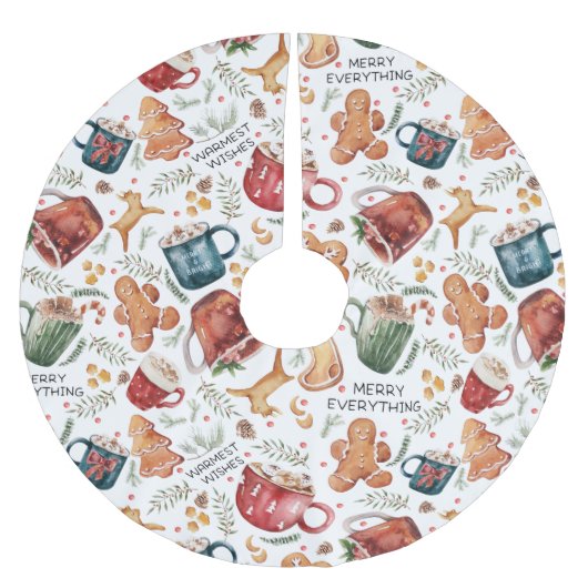 Heiße Kakao Lebkuchen Kekse Rustikale Weihnachten Polyester Weihnachtsbaumdecke (Vorderseite)