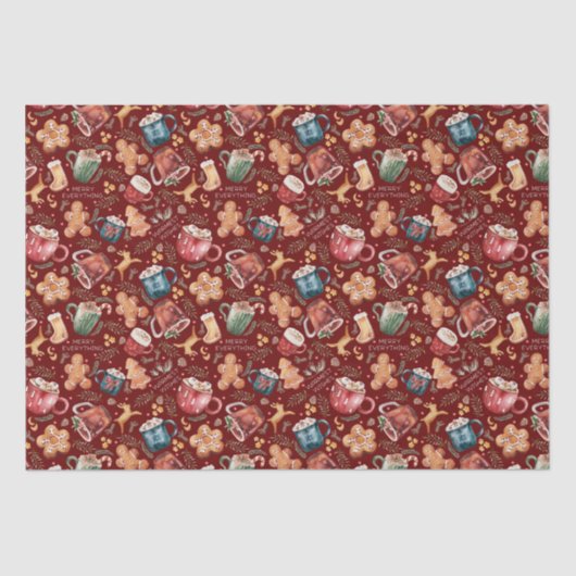 Heiße Kakao Lebkuchen Kekse Rustikale Weihnachten Seidenpapier (Vorderseite)