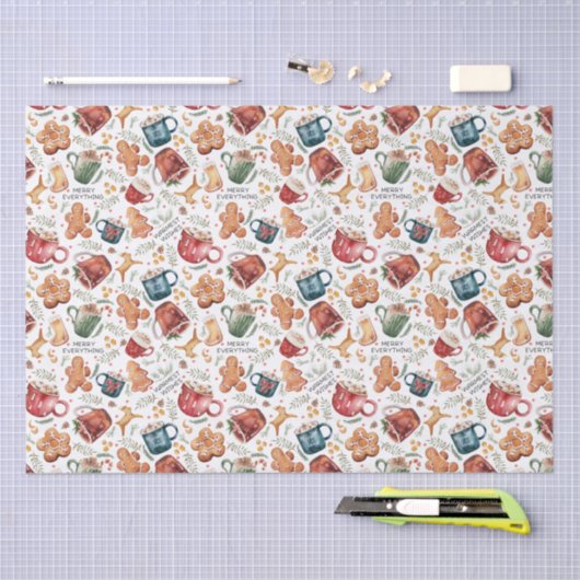 Heiße Kakao Lebkuchen Kekse Rustikale Weihnachten Seidenpapier (Handwerk)