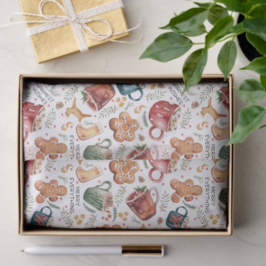 Heiße Kakao Lebkuchen Kekse Rustikale Weihnachten Seidenpapier (Geschenk)