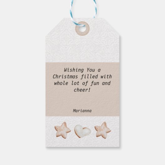 Heiße Kakao und Kekse Wasserfarbe Geschenkanhänger (Rückseite)