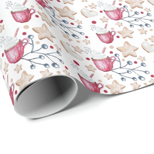 Heiße Kakao und Kekse Wasserfarbe Geschenkpapier (Rolleneckpunkt)