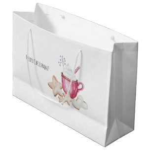 Heiße Kakao und Kekse Wasserfarbe Große Geschenktüte