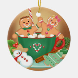 Heiße Kakao-und Lebkuchen-Verzierung Keramikornament