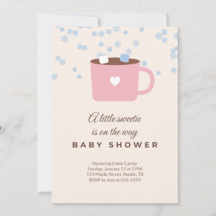 Heiße Kakao-Winter-Baby-Shower-Einladung Rosa Blau Einladung