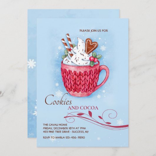 Heiße Kakaoeinladung Einladung (Vorne/Hinten)