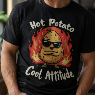 Heiße Kartoffel, coole Attitüde lustige Schwarze T-Shirt