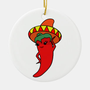 Heiße Kawaii-Peperoni-Diva Keramik Ornament