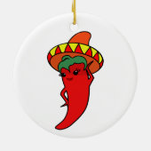 Heiße Kawaii-Peperoni-Diva Keramik Ornament (Hinten)