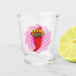 Heiße Kawaii-Peperoni-Diva rosa Spirale Schnapsglas