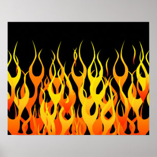 Heiße laufende Flammen grafisch Poster