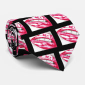 Heiße Lippen Fuschia/Schwarz Krawatte (Gerollt)