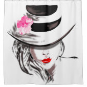 Heiße Lippen mit Mole - Charme Frau - Gemälde Duschvorhang (Vorderseite)