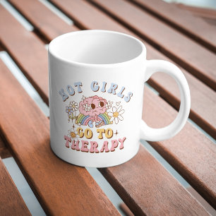 Heiße Mädchen gehen zur Therapie. Cute Retro Psych Kaffeetasse