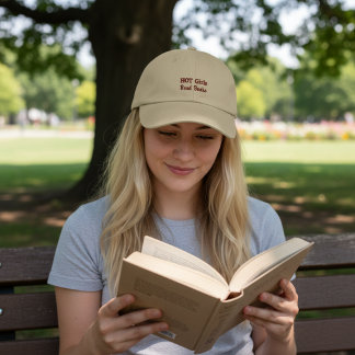 Heiße Mädchen lesen Bücher in Khaki Bestickte Baseballkappe