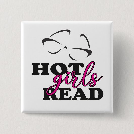 Heiße Mädchen lesen quadratischen Knopf Button (Vorderseite)