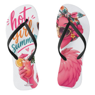 Heiße Mädchen Sommer Flamingo mit Sonnenbrille Badesandalen