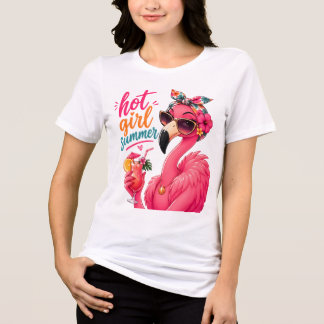 Heiße Mädchen Sommer Flamingo mit Sonnenbrille Tri-Blend Shirt