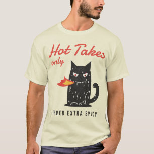 Heiße Meinungen nur Feuer atmende schwarze Katze T-Shirt
