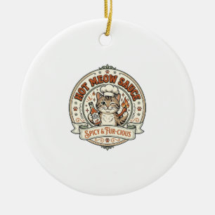 Heiße Meow-Sauce Katze Heiße Sauce Scharfes Essen  Keramik Ornament