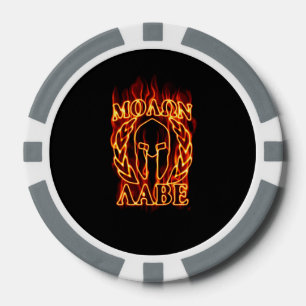 Heiße Molon Labe Spartan Kriegermaske am Feuer Pokerchips