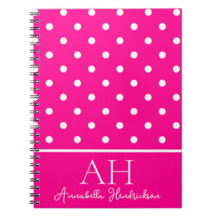 Heiße Neon-Pink-Tupfen-Monogramm-Initiale Notizblock