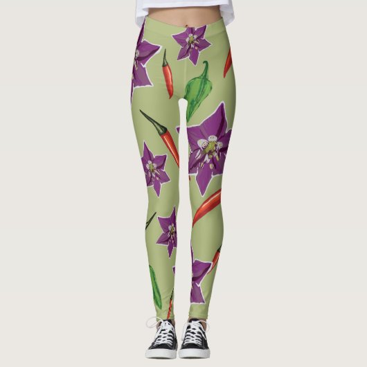 Heiße Paprikaschoten, Lila Blossom nach Maß Leggings (Vorderseite)
