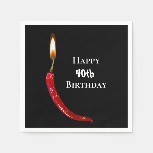 Heiße Pfeffer am schwarzen 40. Geburtstag Serviette (Vorderseite)