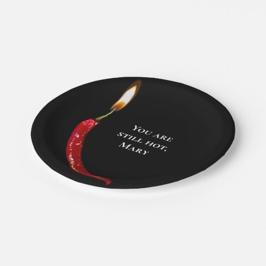 Heiße Pfeffer mit Kerzenentzündung Geburtstag Pappteller (Schrägansicht)