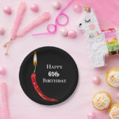 Heiße Pfeffer mit Kerzenflamme 60. Geburtstag Pappteller (Party)